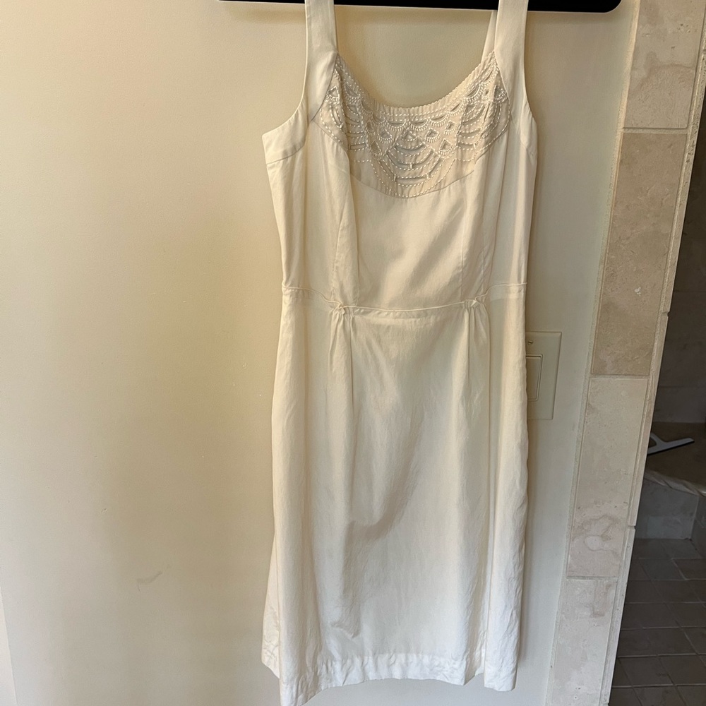 Banana Republic Silk White Lace-Trimmed Dress